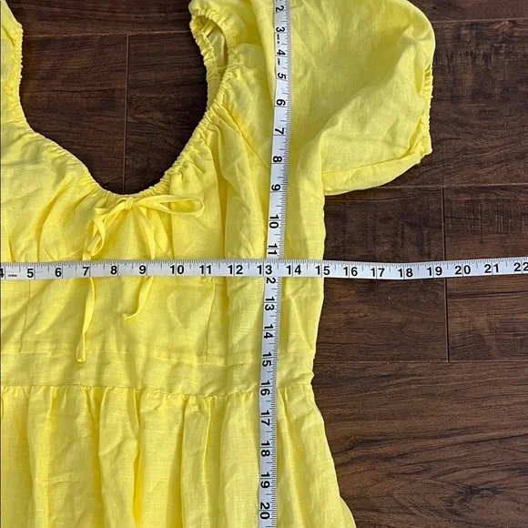 NWT Chelsea & Violet Linen Cotton Blend Puff Sleeve Tie V-Neck A-Line - Picture 13 of 15